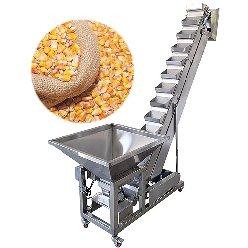 TECHTONGDA Stainless Steel Conveyor with 39Gallon Hopper Vertical Type Granular Feeding Machine 6.2Ft Food Bucket Elevator 220V