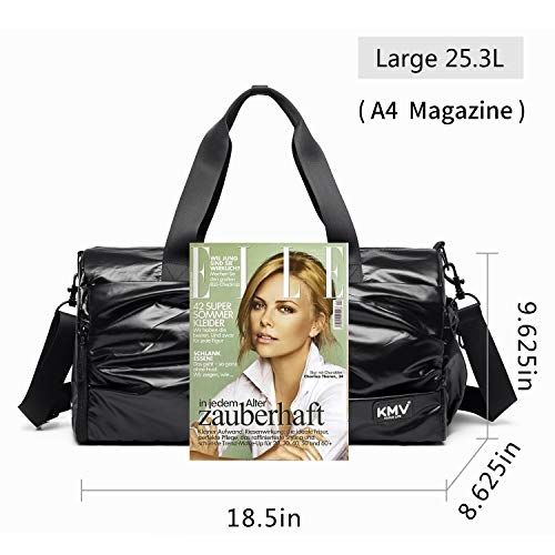 Metallic Women Stylish Gym Duffle Bag School,Ballet Dance Bag for Girls with Shoe Compartment and Wet Pocket