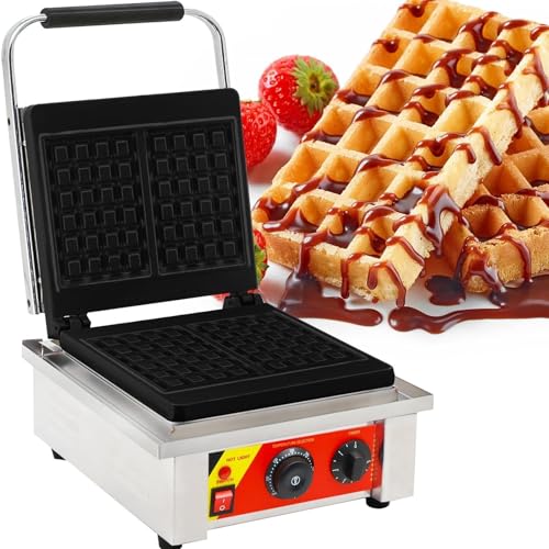 Gofrera con Placa Antiadherente Grande de Doble Ranura y Mango de Tacto frío, panaderías domésticas y restaurantes.,
