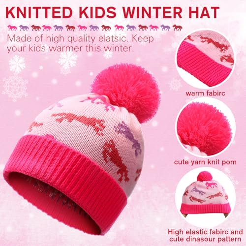 Unicorn Girls Winter Hat Scarf Gloves Sets Kids Beanie Hat with Pom Christmas Knit Neck Mittens for Toddlers Gift2