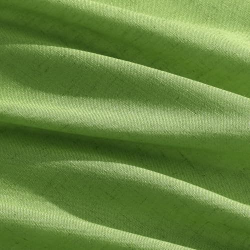 Image of Nanspring Lime Green Linen Blend Light Filtering Back Tab Curtains 102 Inches Long, Semi Sheer Privacy Drapes for Living Room & Bedroom, 52x102 inch, 2 Panels