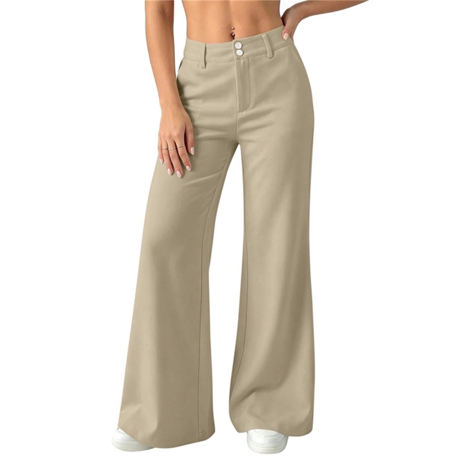 Générique Pantalon De Loisir pour Femme avec Taille Élastique Et Poches Avant - Pantalons Large Style Ville À Coupe Droite, Idéal comme Pantalon Décontracté pour Le Quotidien Et Le Week-End