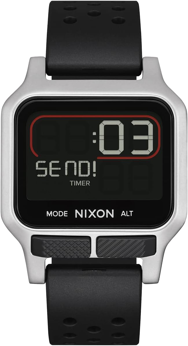 NIXON Heat A1320 - Digital Watch for Men and Women - 100M Water Resistant Exercise Workout and Running Watch - Mens Ultra Thin Lightweight Sport Watches - Custom 38 mm LCD Display, 20mm PU Band