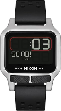 Nixon Heat A1320 - Digital Watch for Men and Women - 100M Water Resistant Exercise Workout and Running Watch - Mens Ultra Thin Lightweight Sport Watches - Custom 38 mm LCD Display, 20mm PU Band