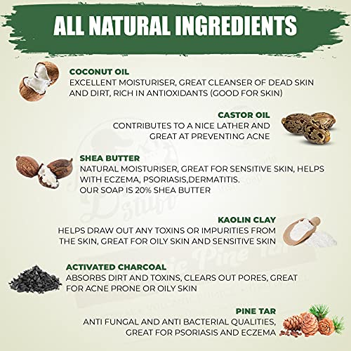 Pine Tar Soap For Men - Mens Natural Soap - Longer Lasting Handmade All Natural Mens Soap - Bar Soap With Pine, Basil And Orange - Mens Natural Bar Soap With Activated Charcoal Volcanic Pumice #TOP2