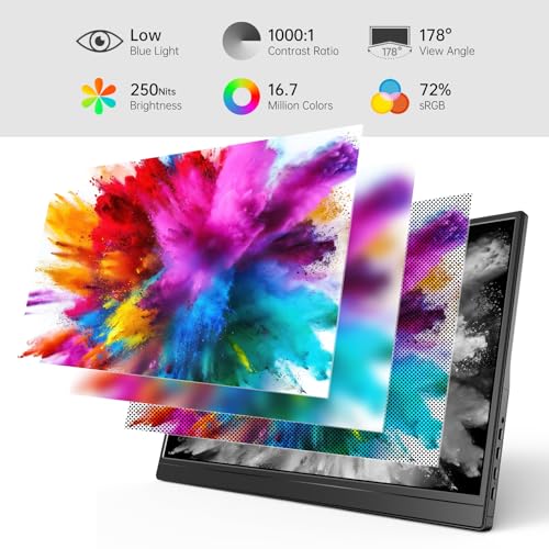 Image of Yxk Portable Monitor 15.6 Inch 1080P USB-C HDMI Ultra-Slim Travel Monitor with Kickstand, for Laptop, PC, Mac Phone, PS, Xbox, Swich IPS Ultra-Thin Zero Frame Gaming Monitor