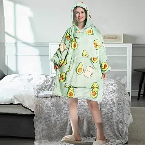 NARBOR Hoodie Blanket, Oversized Sherpa Hoodie, Wearable Hoodie Sweatshirt Blanket, Fluffy Fleece Hoodie Blanket Hoodie, One Size Fits All Adults Men Women Teens Green