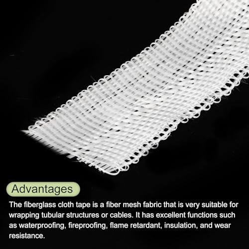 Image of MECCANIXITY Fiberglass Cloth Tape Fiberglass Mesh Glass Fiber Mesh Woven Fiberglass Fabrics Insulation Tape 30m(33 Yard) x20mmx0.17mm for Reinforcement Repair