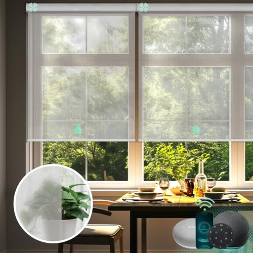 Yoolax Motorized Blinds with Remote, Light Filtering Smart Blinds Compatible