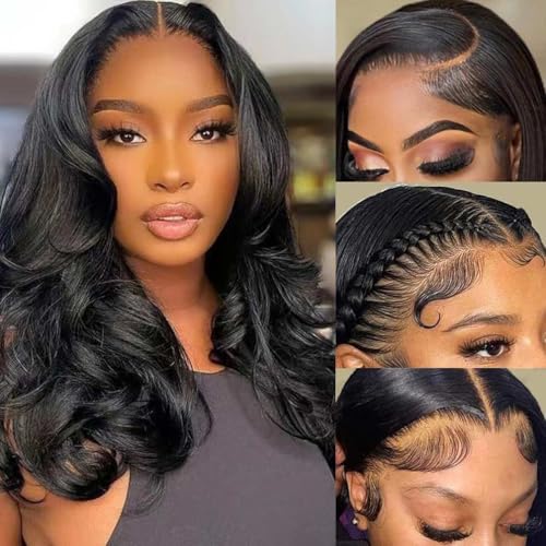 Image of Srakuw 13x4 Lace Front Wigs for Black Women 180 Density Bob Wig Human Hair Brazilian Body Wave Human Hair Wigs HD Lace Frontal Wig (16 Inch)