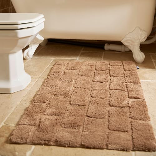 HUG RUG Bamboo Bath Mat, Soft and Absorbent, Plush, Quick-Dry, Non-Slip,Cappuccino 50X80cm