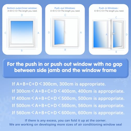 MOEGFY 400CM Fensterabdichtung für Mobile Klimageräte, Klimaanlagen, Wäschetrockner, Ablufttrockner, Hot Air Stop zum Anbringen an Fenster, Dachfenster, Flügelfenster, Fensterabdichtung Klimaanlage
