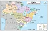 JELLY BEAN GENIUS Brazil Map Poster 11x17 | Laminated Double-Sided Geography Chart with Color Map Front & Blank Outline Back | Reusable Classroom & Homeschool Learning Tool