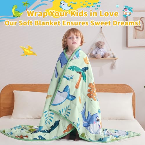 anfie Weighted Blanket Kids Kids (36"x48" 3lbs) Weighted Blanket Cooling Blanket for Sleeping,Throw Size Breathable Blanket with Premium Glass Bead(Green Shark)