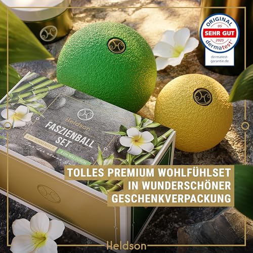 HELDSON® Premium Faszienball klein 2er Set [6cm & 8cm] - Faszien Ball hart - Faszienball für Füße - Massage Ball um Verspannungen in Nacken, Schulter zu lösen - Faszienkugel - Massageball Rücken 2