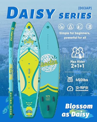Image of iTAOSTAR Daisy 11'6' x 35 inch Extra Wide Paddle Board with Seat, One-Stop Premium SUP Board Accessories, Tailored 5 Fins, Stable Stand Up Paddle Boards for Youth of All Skill Levels