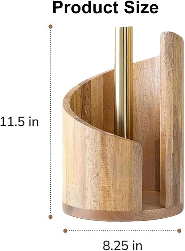 Quhoxdye Mountain Paper Towel Holder, New Wooden Mango Wood Stand with Iron Base, One-Handed Operation, Fits Jumbo Rolls, Home Office Toilet Paper Storage Organizer for Desktop (Gray) by Quhoxdye - Used condition - Image 2