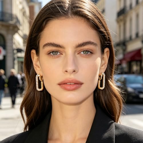 Image of Gold Clip On Hoop Earrings for Women, 18K Gold Plated Eco-Friendly Alloy Non-Pierced Ear Clips, Hypoallergenic Sustainable Fashion Jewelry for Daily & Party Wear