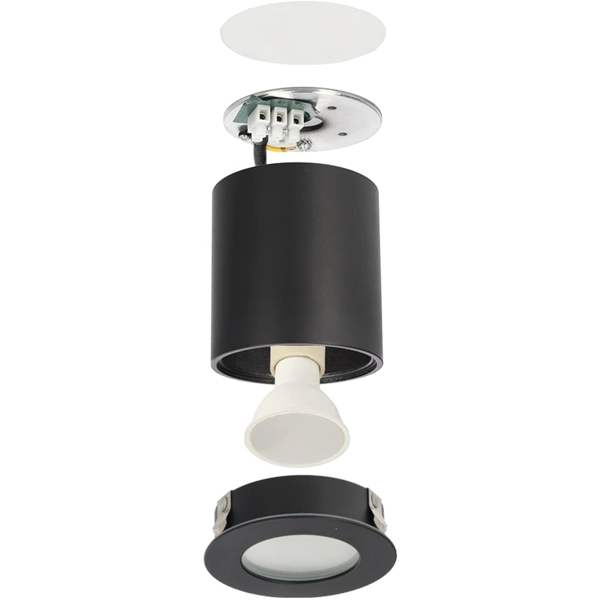 EDO Faretto Soffitto GU10 Negro - Foco de Techo KLARS Ø80×84 mm Redondo - Plafón de Superficie Hermético IP44 de Aluminio – Lámpara de Techo – Downlight para Baño – Spot sin Bombilla GU10