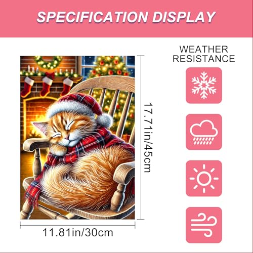 Image of BlissYard Garden Flag Snowflake Kitten Winter 12x18 Inch Polyester