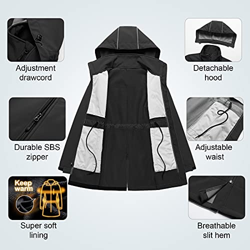 Image of CREATMO US Women's Lightweight Waterproof Long Softshell Tactical Jacket Fleece Lined Windbreaker