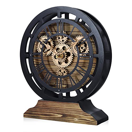 Reloj de escritorio engranajes giratorios Lafocuse convertible en pared retro 6