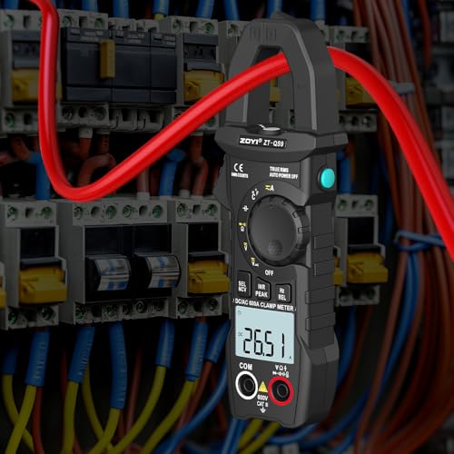 Image of Clamp Meter Multimeter 6000 Counts Clamp Meter Multimeter Tester with Capacitance and Resistance Measurement, AC /DC Volt Ohm Amp Meter, Voltmeter Functionality, and Diode Testing Capability
