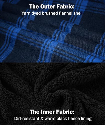 Image of V VALANCH Men's Flannel Shirt Jacket with Hood Fleece Lined Plaid Jacket Zip Up Winter Warm Coat
