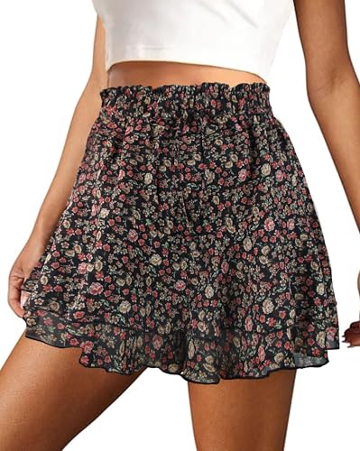 COOUFE Mini Skirts for Women 2026 Casual Boho Floral Skorts