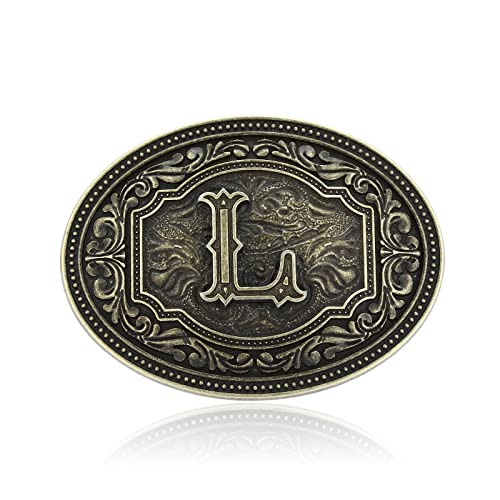 Fibbadet Belt Buckles Men- Initial Letters A to Z Western Rodeo Cowboy Cowgirl Belt Buckle for Men Boys Halloween Birthday Party (L)