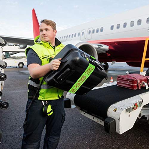 2 Pack - Bright Luggage Straps - Fragile - Handle with Care - for Airports/Travel - These Adjustable Straps Fit Almost All Suitcases Neon Green3