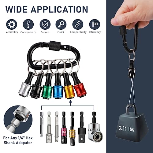 Valkynos 12PCS Bit Holder Key Chain, 1/4 Bit Holders with Right Angle Drill Attachment, Drill Bits Holder for Impact Driver Quick Release, Impact Bit Holder, Cool Gadgets Gifts for Men - Image 3