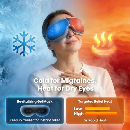 Image of BOB AND BRAD Eye Massager with Heat and Cooling Voice Control, Birthday Gift for Women Men Mom, FSA Eligible HSA, EyeOasis 3 Voice Temple Massage, Heated Eye Mask for Migraines & Dry Eyes Relief