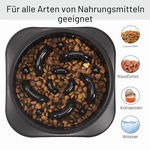 Mateeylife Hundenapf, Anti Schling Napf Hund für MittelgroßE und GroßE Hunde, Slow Feeder Hund FöRdert Eine Gesunde Verdauung,1 Stück Mittlere, Schwarz