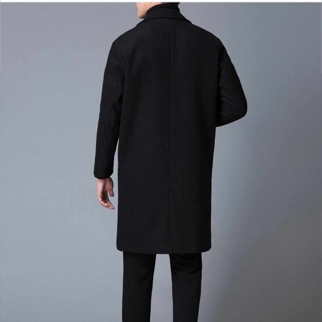 [YJSO] チェスターコート メンズ ウール 黒 ロングコート ウール ステンカラー 薄厚2タイプ 大きいサイズ トレンチコート ビジネスコート カジュアル 中綿入れ 厚手 防寒 秋冬 春服 秋冬服 ロング丈 ビジネス 通勤 通学 無地