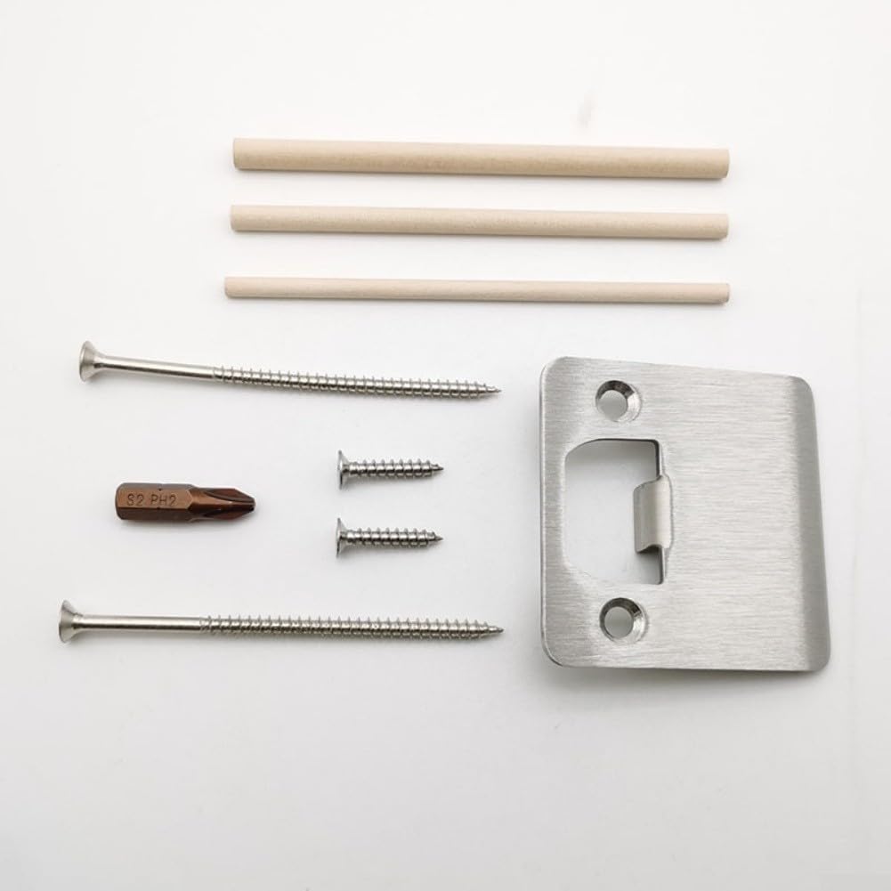 Heavy Duty Door Strike Plate with Extra Wide Lip, 2mm Thickened Steel Extended Latch Striker in Matte Black, Reinforced Security Hardware for Wide Trim and Door Jamb Repair Kit(steel color)