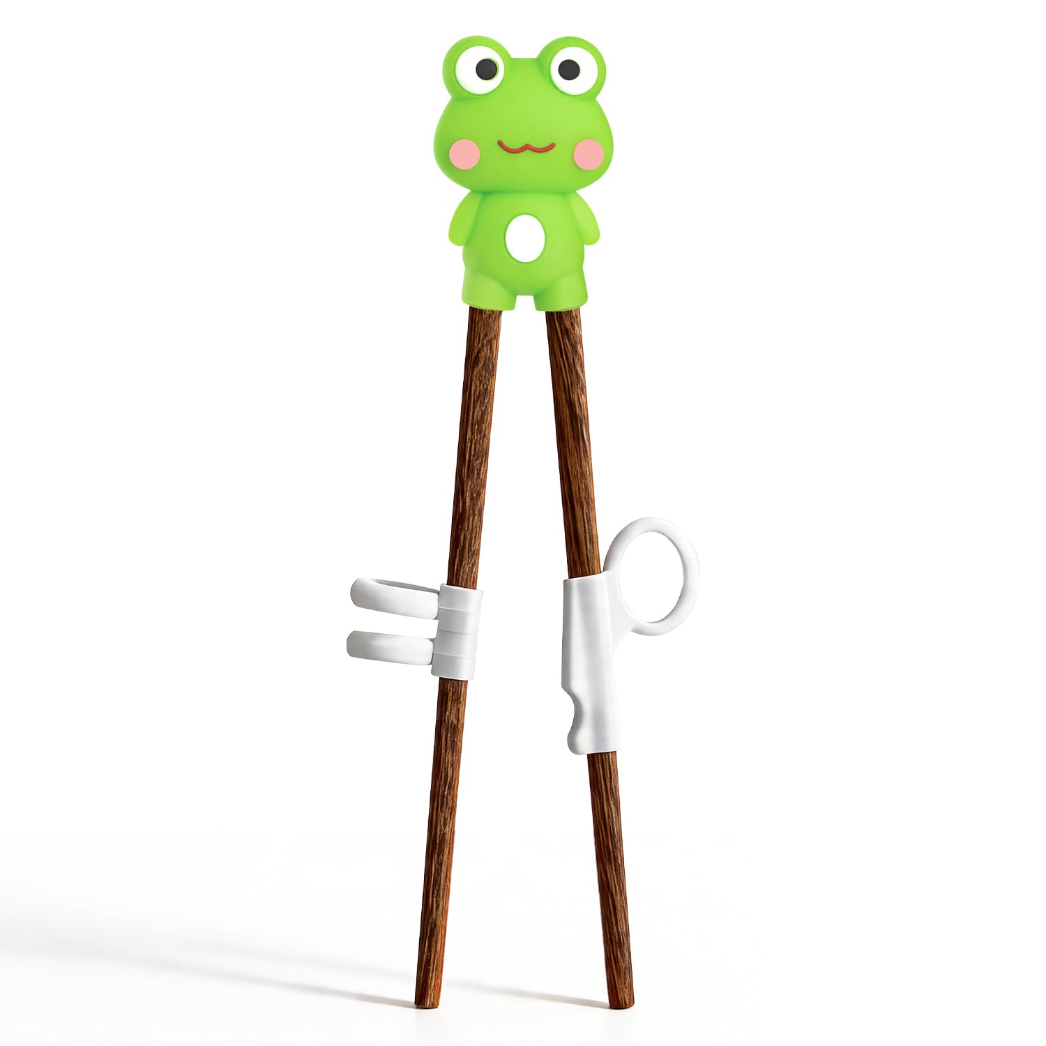 CENCERY Kids Chopsticks, 18cm Wood Training Chopsticks for Kids with 3-Finger Helper, BPA-Free Beginner Chop Sticks for 1-8 Years ToddlersοΌFrogοΌ
