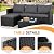 Shintenchi 4 Pieces Patio Furniture Set, Outddor Sectional Sofa & Chaise Lounge, All-Weather Wicker Rattan Sofa Couch with Cushions & Coffee Table for Yard, Garden, Porch, Poolside (Gray)