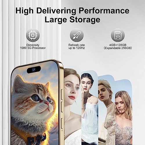 Exachat A14 5G Unlocked Smartphone 6.82" Fhd+ Display 90Hz, 72Mp Camera 6800Mah,4Gb+128Gb/256Gb Dual Sim Cell Phone Unlocked Fingerprint/Face Id #TOP3