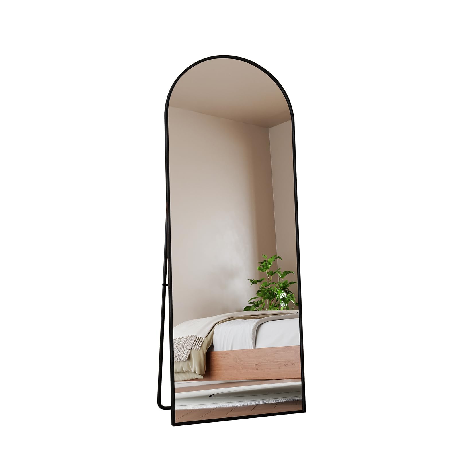 Specchio da terra 162 x 53 cm, specchio a corpo intero, resistente, moderno, grande, da terra o da appendere, cornice in lega di alluminio, vetro temperato, per camera da letto, soggiorno (nero
