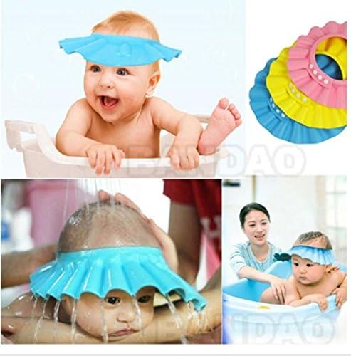 Safe Shampoo Shower Bathing Bath Protect Soft Cap for Baby Blue