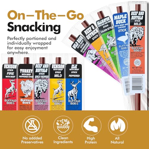 Image of Jerky-n-Spice Wild Game Exotic Meat Sticks (10-Pack) | Ultimate Beef Jerky | Savory Snacks Variety Pack for Adults | Perfect Gifts for Anniversary, Camping, Hunting & Birthday Events