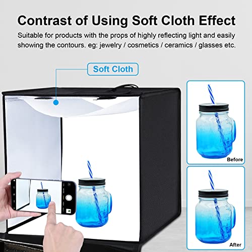 Portable Photo Box Photography Light Box, Puluz 24''/ 60Cm Folding Photo Studio Lightbox 5500K Light Tent Us Plug With Dimmable 2 X 60Pcs Led Light & 6 Colors Photo Backdrops #TOP4