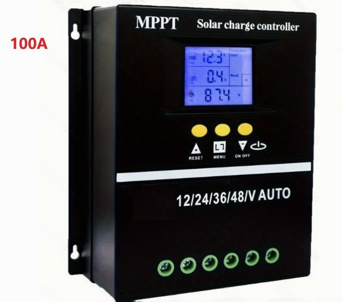 Regolatore di Carica Solare 60A 80A 100A, MP-PT 12V 24V 36V 48V Auto, Generazione di Potenza del Pannello Fotovoltaico Caricamento 12 24 48V Adattativo (100A)