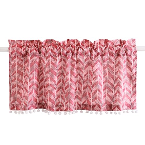 Image of Ravaiyaa - Attitude is everything Semi Sheer Hand Printed Half Window Kitchen Curtain 100% Cotton Short Drapery Valance Curtain 40 inch X 18 inch Inch (Maroon Arrow), Rod Pocket