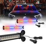 WINECO Emergency LED Strobe Traffic Advisor Lights Bar Car Front Rear Windshield Hazard Safety WarningFlashing Light w/Digital Controller for Construction Vehicles Trucks, 2x17inch, Red Blue