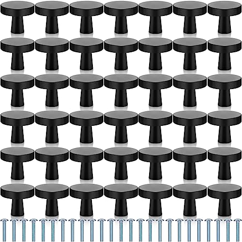Therwen 50 Pcs Cabinet Knobs Brushed Brass Cabinet Knobs Round Drawer Pulls Closet Door Knobs Mushroom Dresser Knobs Modern Solid Hardware With Screws For Kitchen Cupboard Bedroom (Black) #TOP17