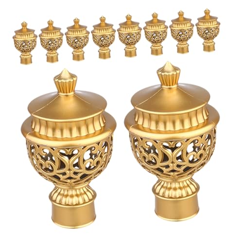 PRETYZOOM 10pcs European Style Drapery Pole Head Caps Roman Design Curtain Rod Tips Decorative Window Drape Rod Accessories