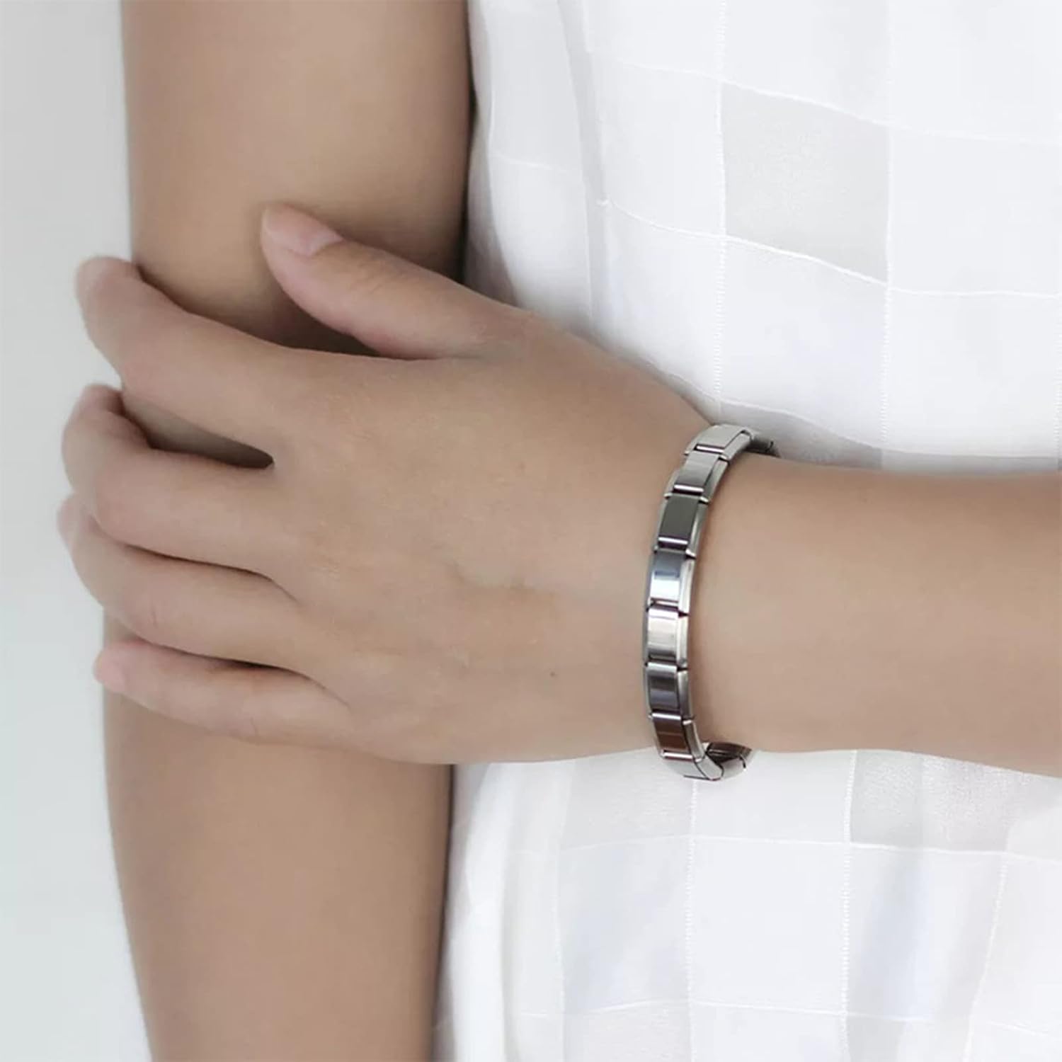 Fashion Stainless Steel Italian Charm Women Jewelry Elastic Stretch Energy Sports Germanium for Italian Charm Links for Men