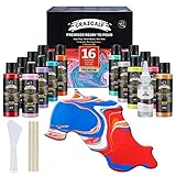 💛 Esencial Múltiples Colores Vibrantes - CRAZCALF Pouring set 16 colores vibrantes 60ml desde metálicos hasta neones y pasteles y colores básicos como blanco y negro se proporcionan todos los colores necesarios, 1 botella de Cell Forming Silicone Oil 30ml es la clave de la producción celular definitiva (todos los colores tiene que agregar un poco de aceite de silicona), que puede elevar su pintura vertida al nivel más alto.